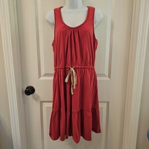 LOFT Women's Red Sleeveless Dress w/ Cream Tie String Size M